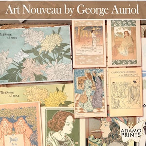 Art Nouveau by George Auriol, French Digital Art, Vintage Embellishment, Junk Journal Kit, Ephemera Classics, Illustration Journal Supplies