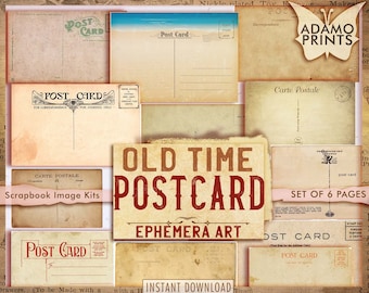Postal antigua, Franqueo antiguo digital, Postales imprimibles, ATC, Efímera clásica, Imágenes digitales, Collage digital, Arte vintage, Descarga
