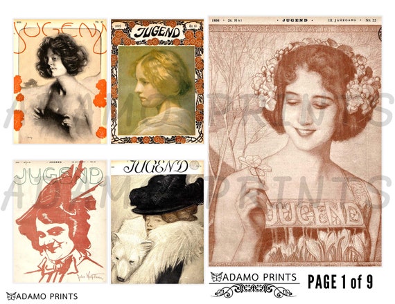フランス ポスター 作品集 de Bebe Cadum a Mamie Nova German Women Art Nouveau, Ephemera Classic, Women Digital