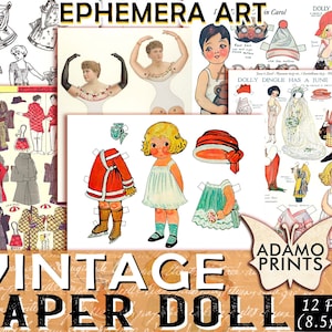 Vintage Paper Doll, Vintage Toys, Junk Journal, Ephemera Classic, Digital Image, Scrapbook Ephemera, Digital Collage, Printable Images