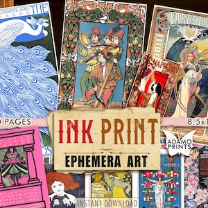 Ink Print, Digital Book Page, Journal Supplies, Ephemera Classics, Digital Images, Vintage Art, Ephemera Embellishments, Scrapbook Kit