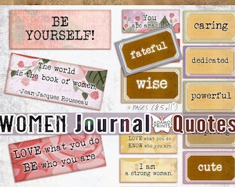 Citas para diarios de mujeres, palabras para diarios basura, frases, palabras para diarios, definición, técnica mixta, etiqueta, álbum de recortes, imprimible, palabras efímeras