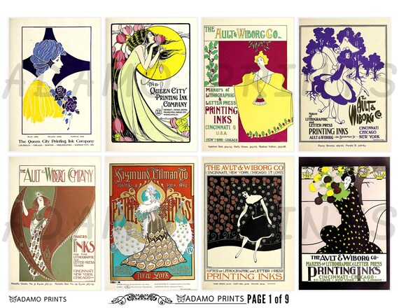 Graphic Arts Junk Journal Flower Digital Print Women Vintage Art Art Deco Ink Advertising Collage Papers Typography Ephemera Art