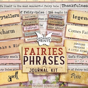 Frases de Hadas, Palabras de Diario, Adornos de Hadas, Citas Digitales, Palabras de Diario Basura, Definición, Técnica Mixta, Scrapbooking, Ephemera