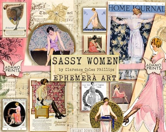 Sassy Women by Clarence Coles Phillips, Ephemera Classic, Digital Image, Cover, Junk Journal, Vintage, Scrapbook Women Digital, Altered Art