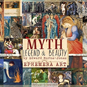 Myth Legend and Beauty by Edward Burne-Jones, Digital Print, Vintage Art, Ephemera Classics, Antique Digital Print, Aged Printable Painting