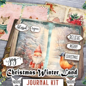 Christmas Winter Land Journal Kit, Journal Page, Christmas Kit, Digital Christmas Paper, Journal Holiday, Christmas Digital, Ephemera Winter