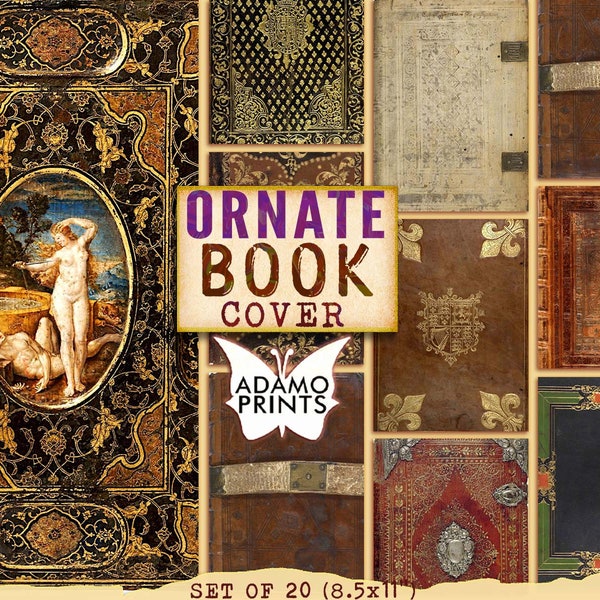 Ornate Book Cover, Vintage Book Cover, Grunge Digital Book, Junk Journaling Kit, Paper for Journal Kit, Wallpaper Digital, Digital Paper