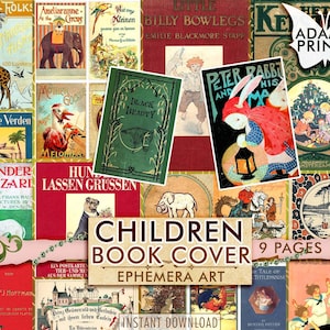 Kinderbuch Cover, Alter Art Digital, Ephemera Klassiker, digitale Bilder, Vintage Art, Verschönerung Digital, Ephemera Pack, Journal Kit