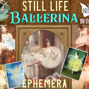 Still Life Ballerinas, Mixed Media, Digital Ephemera, Printable Images, Vintage Art, Digital Collage, Historical Images, Scrapbook Ephemera