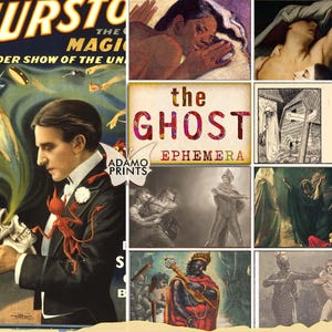 The Ghost, Supernatural, Haunted Horror, Magic, Paranormal Occult, Spooky, Digital Collage Images, Ephemera Printable, Vintage Art Scrapbook