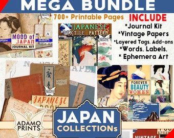Mega BUNDLE Vintage Japan, Journal Kit, Japanese Art, Digital Images, Ephemera Classics Art, Digital Art, Classic Japan, Digital Collage