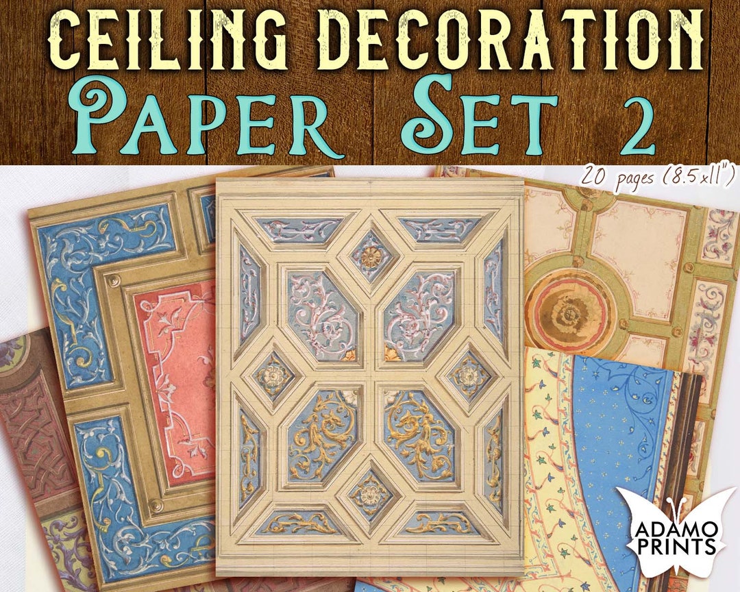Ceiling Decoration Paper Set2, Shabby, Junk Journaling Kit, Paper for