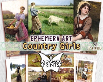 Country Girl, Digital Images, Women Digital, Digital Art, Scrapbook Ephemera, Digital Kit, Ephemera Classic, Vintage Art, Alter Art Digital