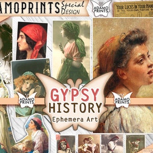 Gypsy History, Boho vintage Style, Ephemera Classic, Ephemera Classic, Digital Ephemera, Bohemia, vintage Art, Digital Collage, Junk Journal