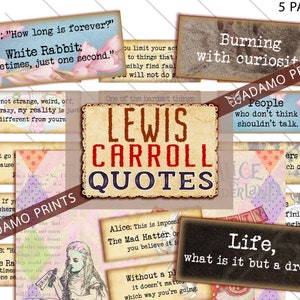 Lewis Carroll Quotes, Junk Journaling Words, Journal Prompts, Junk Journal Kit, Definition, Mixed Media, Art Ephemera, Printable Quotes