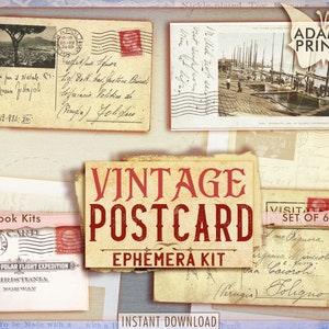 Vintage Postkarten, Altes Porto Digital, druckbare Postkarten, ATC, Ephemera Classic, digitale Bilder, digitale Collage, Vintage Kunst, Herunterladen