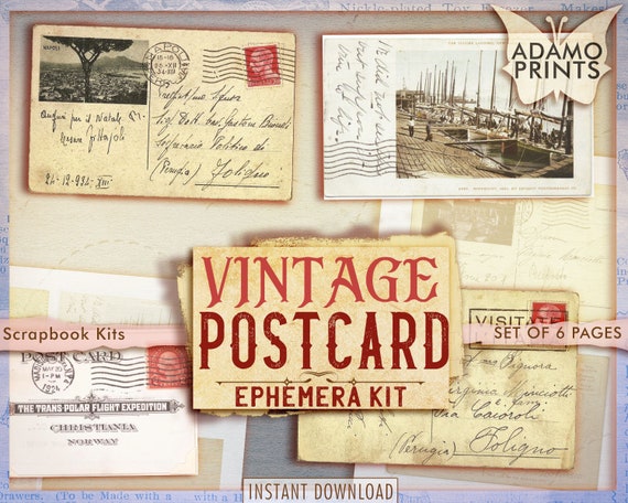 Vintage Postcards, Old Postage Digital, Printable Postcards, ATC, Ephemera  Classic, Digital Images, Digital Collage, Vintage Art, Download 