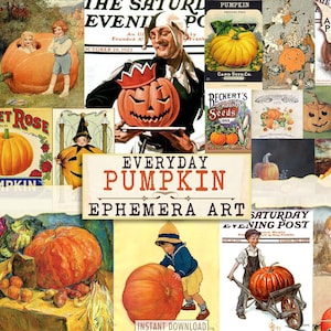 Everyday Pumpkin, Digital Vintage Art, Fall, Printable Card, Collage Sheet, Ephemera Classics, Scrapbook, Junk Journal, ATC