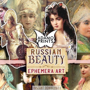Russian Beauty, Victorian Women, Ephemera Classic, Junk Journal Kit, Russian Digital, Digital Image, Vintage Art, Digital Collage, Scrapbook