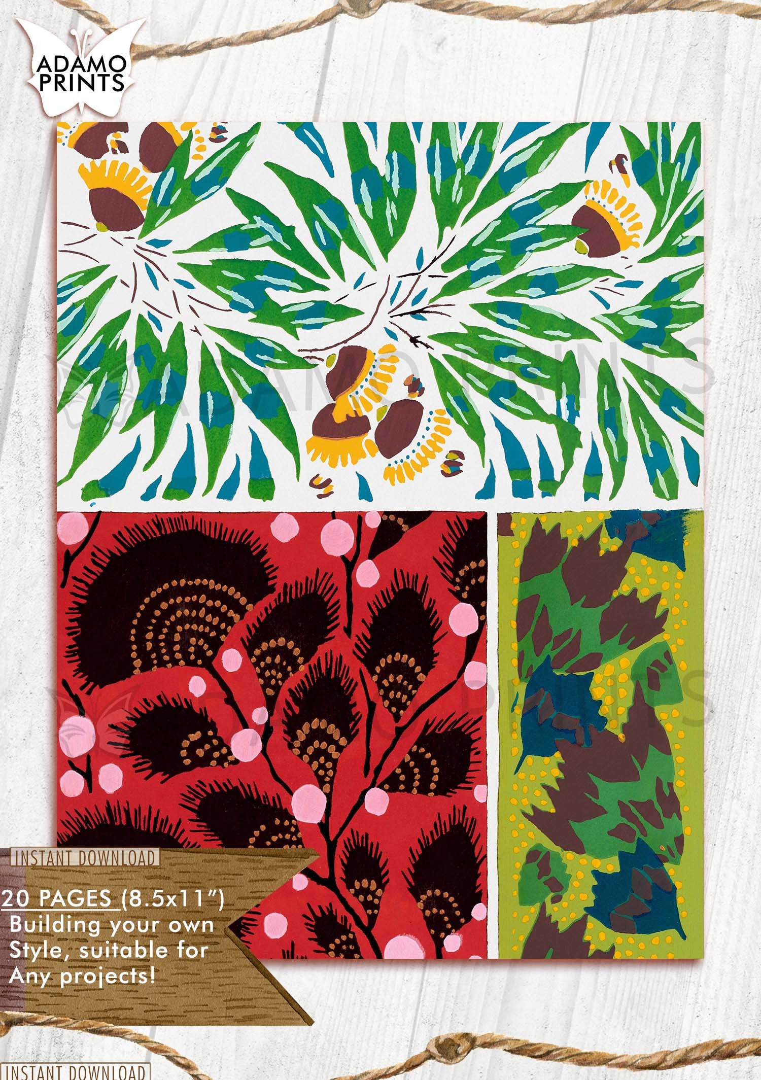 Printing & Printmaking Flower Digital Paper Paper for Journal Kit ...