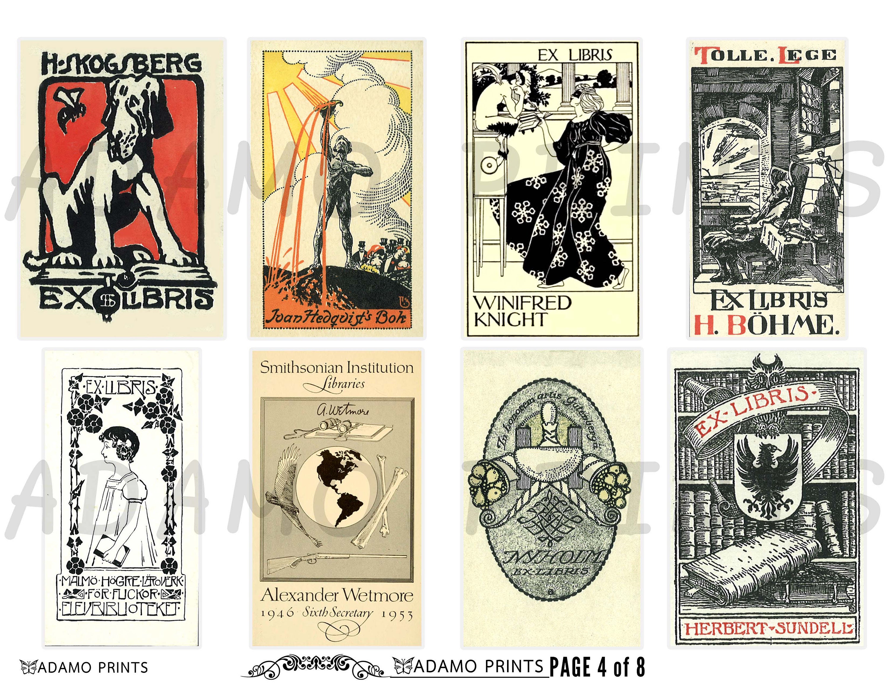 Ex Libris Digital Bookplate Printable Bookplates Ephemera | Etsy