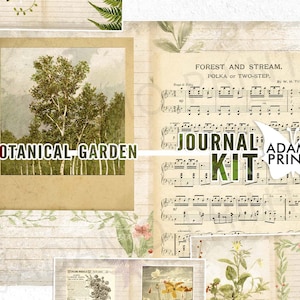 Botanical Garden Journal Kit, Journal Page, Ephemera Journal, Embellishments, Printable Journal Kit, Scrapbook Plants, Vintage Nature image 2