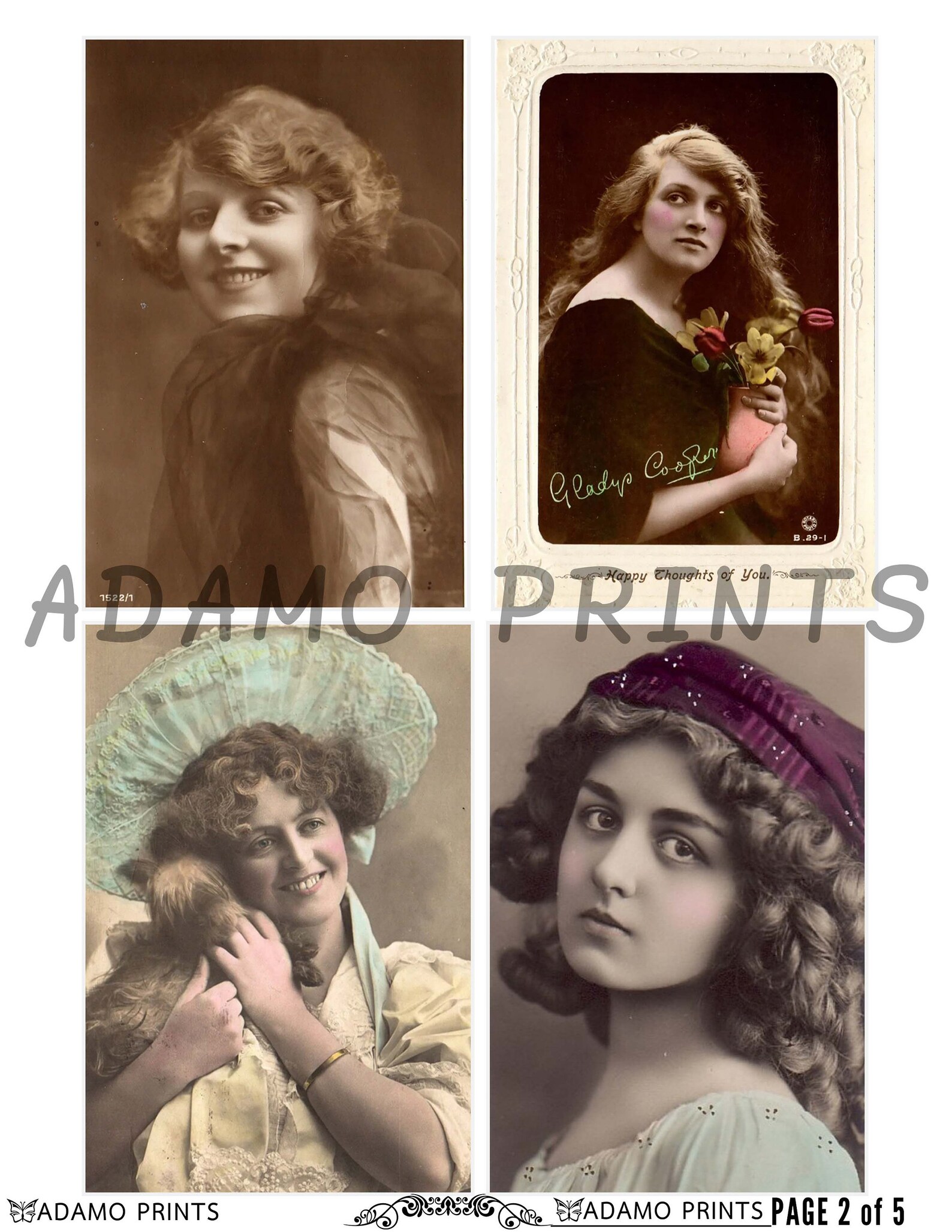 Vintage Beautiful Women Cards Ephemera Classic Digital Etsy