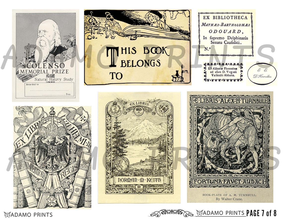 Loads Of Vintage Bookplate Set2 Printable Bookplates Etsy