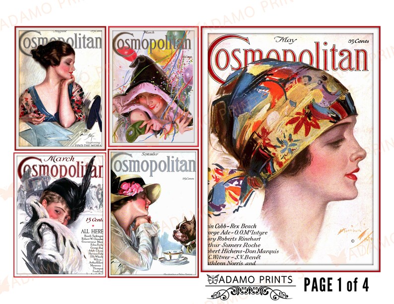 Cosmopolitan Magazine Covers, Vintage Images, Ephemera, Digital Collage ...