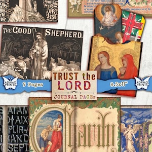Trust the Lord Journal Pages, Christian God Faith Religious Journal Kit, Collage Sheets, Ephemera Printable, Scrapbook Jesus Paper Print