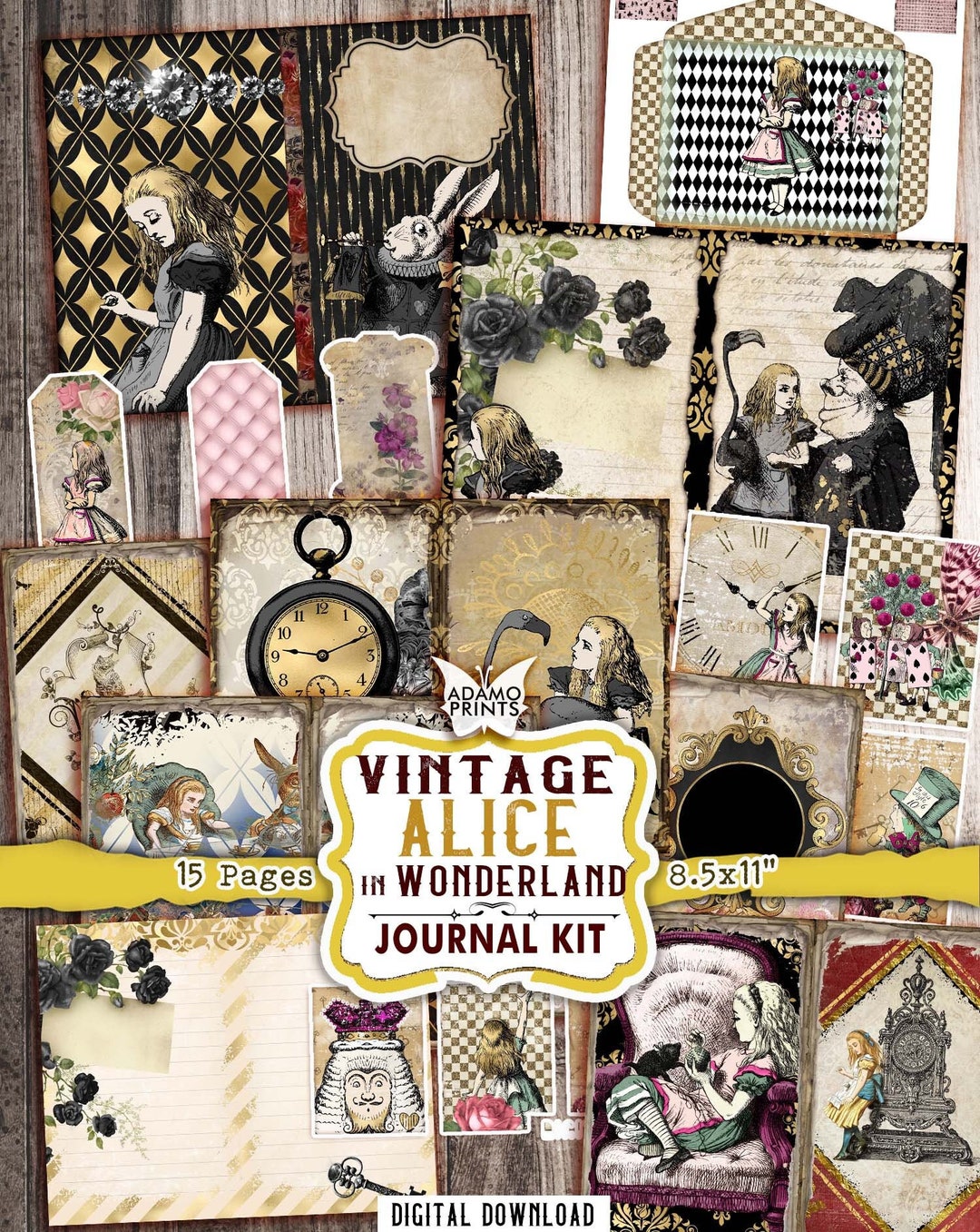 Vintage Alice in Wonderland Junk Journal Kit: Printable Ephemera ...