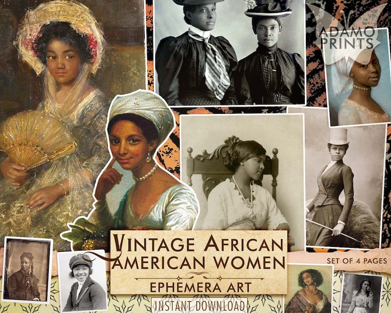 Vintage African American Women, Digital Images, Vintage Photos, Digital Collage, Ephemera, Classic, Vintage Art, Printings, Junk Journal 