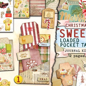 Christmas Sweet, Add-On, Junk Journal Kit, Pocket Tags, Envelopes, Christmas Printable, Digital Christmas Kit, Ephemera, Printable Journal
