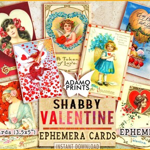Vintage Shabby Valentine Karten, Valentine Digital, druckbare Postkarten, ATC, Ephemera Classic, digitale Bilder, digitale Collage, Vintage Kunst