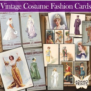 Cartes de mode pour costumes vintage, Art des robes, collage numérique, Classiques éphémères, oeuvre d'art vintage, Album éphémère de scrapbooking, Journal indésirable, Art féminin