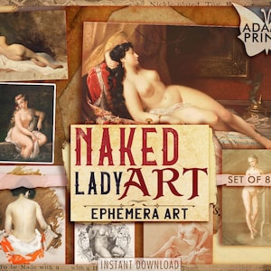 Vintage Nude Art Sketches, Ephemera Junk Journal Kit (Digital Print)