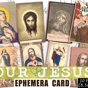 Onze Jezus, Christendom, Bijbel, Heilige Kaarten, Middeleeuwen, Digitale Kunst, Vintage Digitale Prints, Digitale Kit, Art Ephemera, Digitale Collage