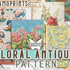 Floral Antique Pattern, French Paper, Shabby Chic Paper, Paper Journal Kit, Wallpaper Digital, Digital Paper, Printable Background
