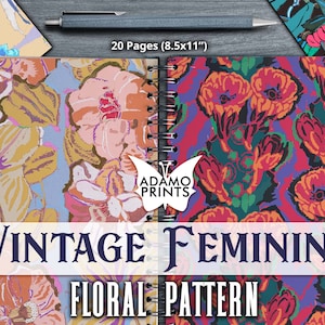 Vintage feminines Blumenmuster, Junk Journaling Kit, Papier für Journal Kit, Wallpaper Digital, Digitales Papier, bedruckbarer Hintergrund