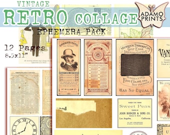 Vintage Retro Collage, Ephemera Pack, druckbares Bild, Junk Journaling, Vintage Bild, digitale Collage, druckbares Vintage, Scrapbook Kit