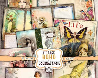 Vintage Boho Junk Journal Kit: Printable Bohemian Paper (Digital Download)