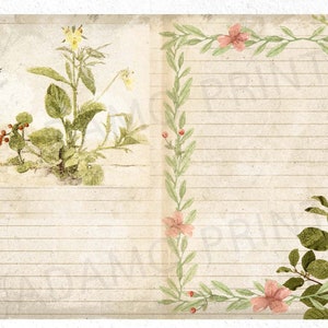 Botanical Garden Journal Kit, Journal Page, Ephemera Journal, Embellishments, Printable Journal Kit, Scrapbook Plants, Vintage Nature image 7
