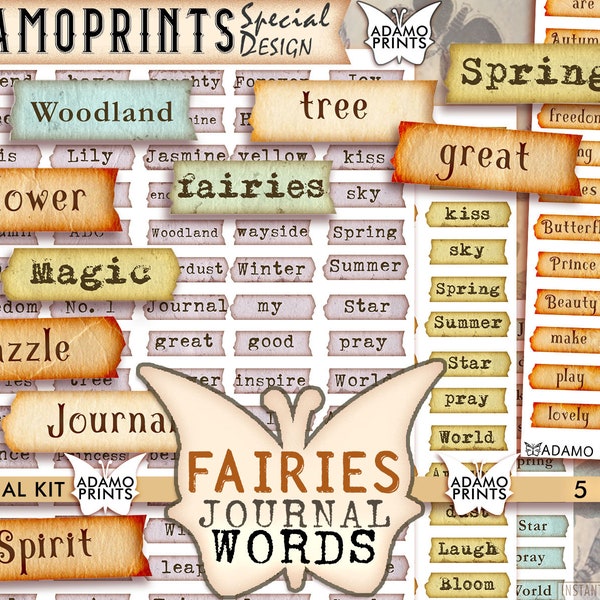 Fairy Journal Words, Fairy Embellishment, Digital Quotes, Junk Journaling Words, Definition, Mixed Media, Scrapbooking, Ephemera