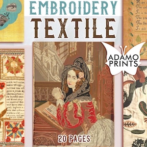 Vintage Embroidery Textile Pattern, Junk Journaling Kit, Paper for Journal Kit, Wallpaper Digital, Digital Paper, Printable Background