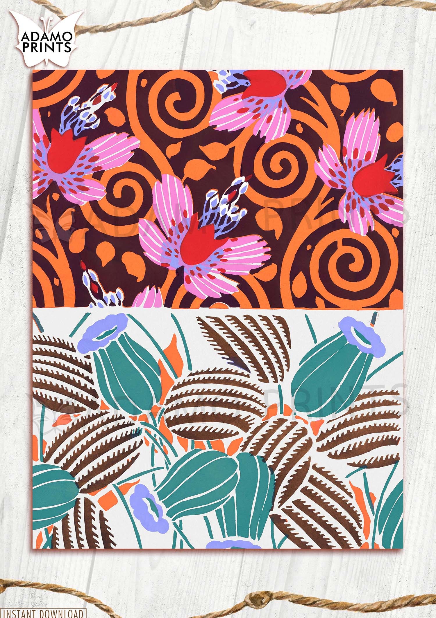 Printing & Printmaking Flower Digital Paper Paper for Journal Kit ...