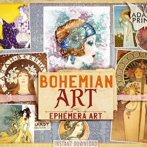 Arte Boho, Arte Efímera, Gitano, Vintage, Clásico, Efímera Digital, Bohemia, Arte Vintage, Collage Digital, Kit de Álbum de Recortes, Diario Basura