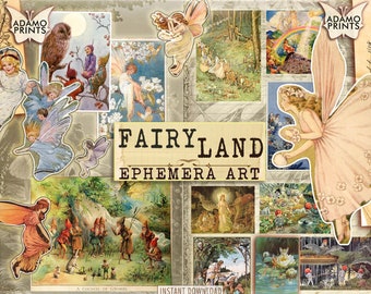 Fairy Land, Digital Images, Elves, Gnomes, Princess, Vintage, Child, Shabby, Fairy Tale, Scrapbook, Digital Collage, Ephemera, Download