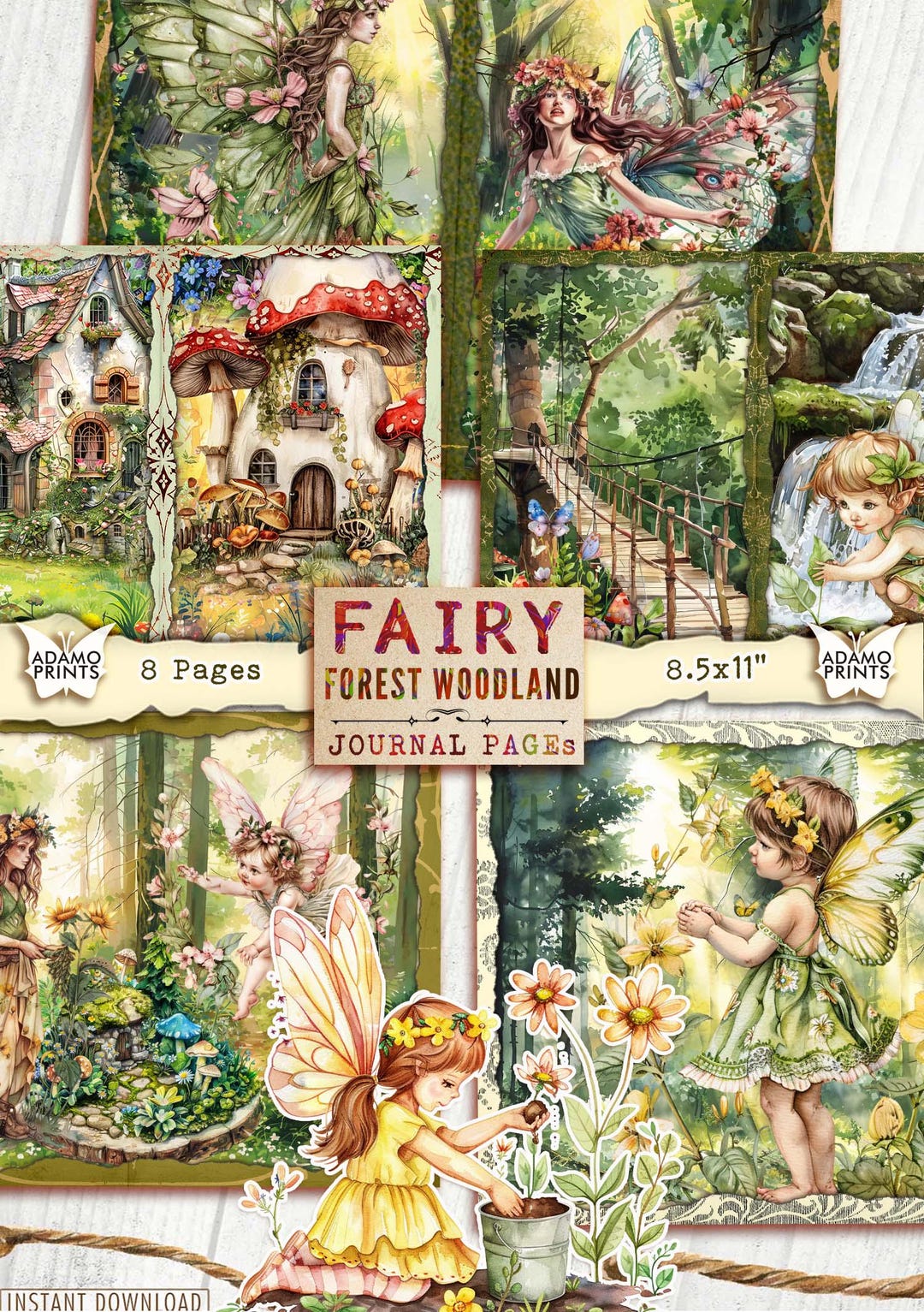 Fairy Forest Woodland Junk Journal Page, Flower Fairy Journal Kit ...