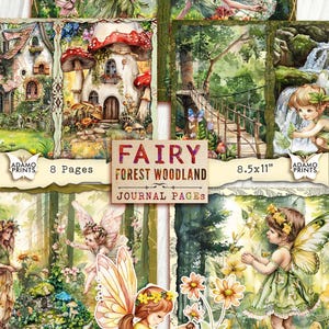 Página de diario basura de bosque de hadas, kit de diario de hadas de flores, hojas de collage, botánica, efímera, imprimible, plantas de álbum de recortes del bosque